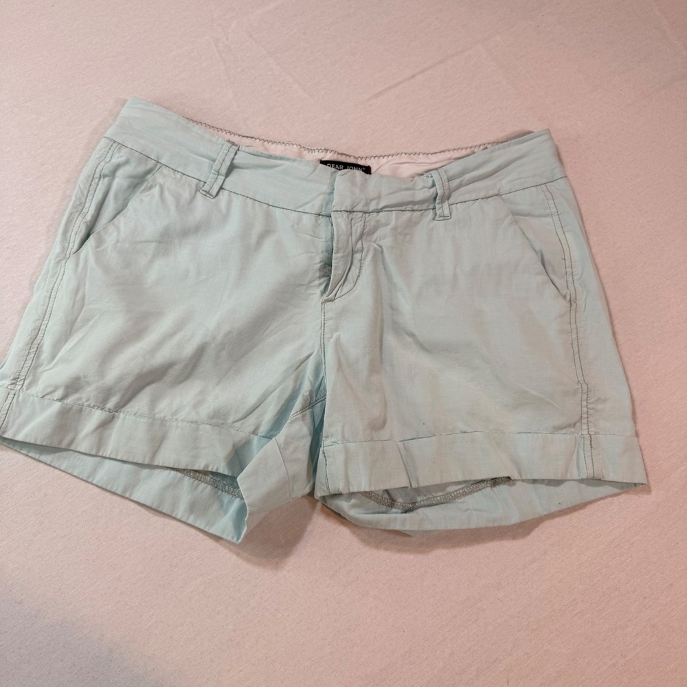 Dear John Chino Womens 28 Light Blue Cuffed Hem Casual Preppy Travel Resortwear